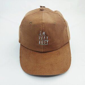 Im Very Busy Brown Corduroy Beach Field Strap Back Hat Cap